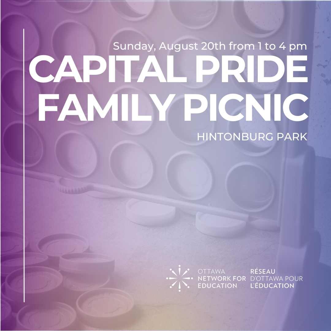 Connect 4 in the background with the words Capital Pride Family Picnic on top of a purple overlay